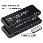 Proficon HDMI MATRIX 2X4 4K 1 Splitter Switcher υψηλής ποιότητας οικονομικός επιλογέας πηγών εικόνας και ήχου για επαγγελματική και οικιακή χρήση
